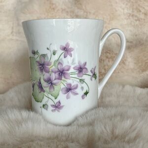 Royal London Porcelain Violet Floral Mug - White and Purple. Vintage